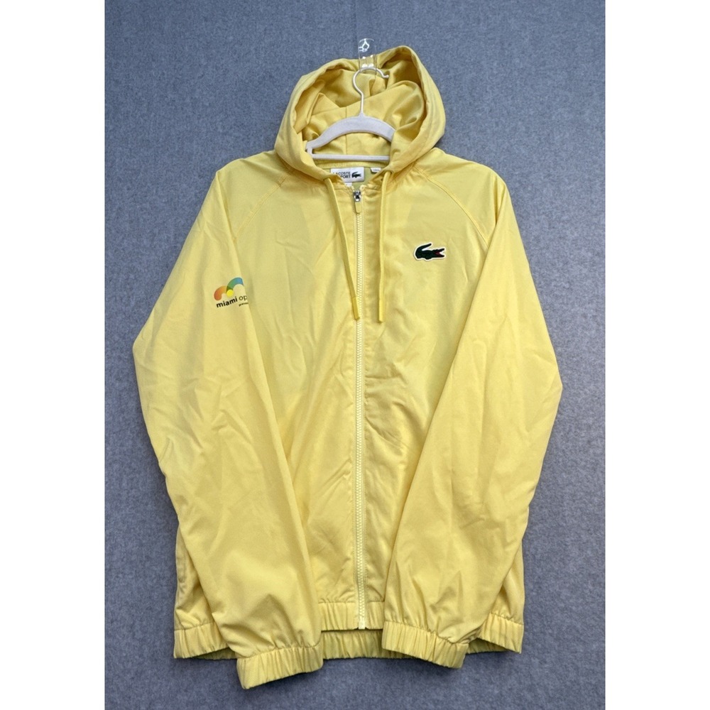 Lacoste Sport Miami Open Full Zip Yellow Warmup Hoodie - Size S